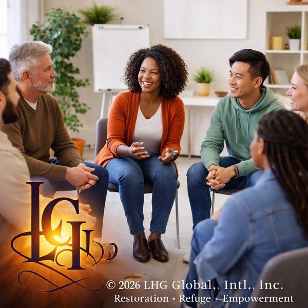 Diverse group in a supportive discussion circle.