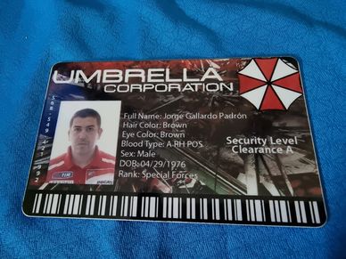 ID Card Umbrella BioHazard Level A Pass
Jorge Gallardo Padrón DJ Entertainment Carnet Identificación