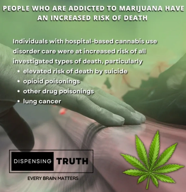 Marijuana addiction linked to increased risk of death.