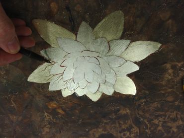 Gold Leaf Art | Gilder/Artist etching details on gilded lily