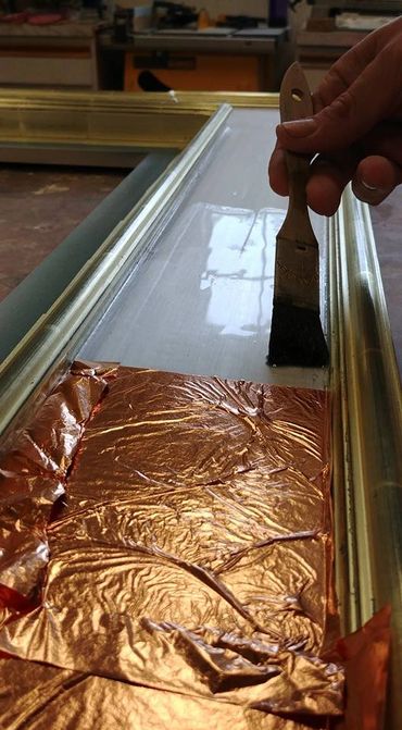 Floating copper leaf on acid wash