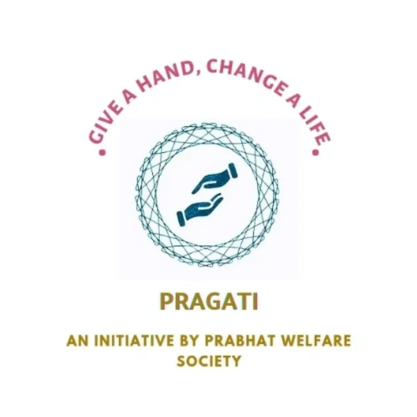 Logo of PRAGATI initiative promoting help and welfare.