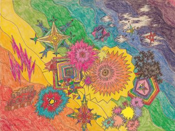 Title:
Size: 18H x 24W
Medium: Crayon on paper