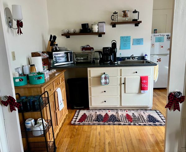 Shared kitchenette and coffee bar.