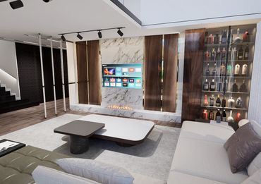 şömineli tv ünitesi