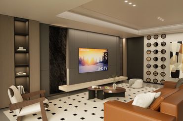 Modern Klasik İç Mekân Çözümü | Salon + Yemek odası tv ünitesi