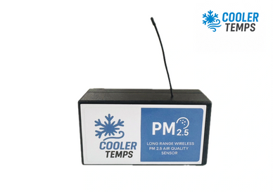 Cooler Temps PM2.5 wireless air quality sensor with antenna.