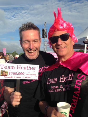 Chris Barron and Shawn Gardner participating in the Susan G Komen "Global Race for the Cure in 2016.