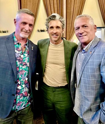 Chris Barron and Shawn Gardner with  Patrick Dempsey at a Dempsey Center Gala in 2024.