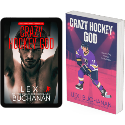 Book covers for Crazy Hockey God by Lexi Buchanan.