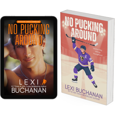 Two versions of the book "No Pucking Around" by Lexi Buchanan.