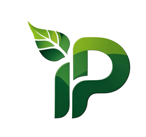 Stylized green 'IP' logo with leaf elements.