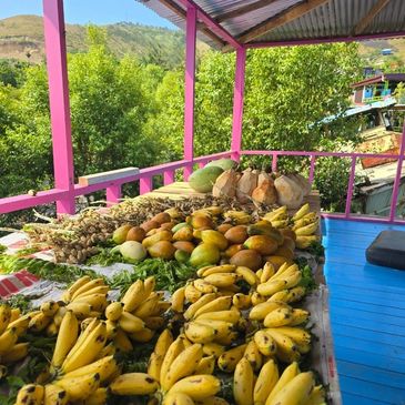 Fresh local farm produce harvested and sold directly at the Mangroves Relax Farming Cooperative Society market.