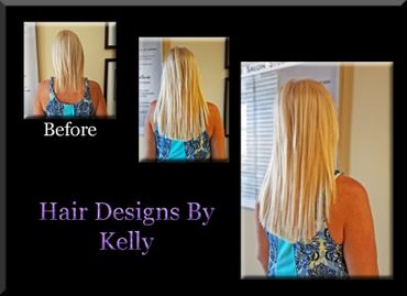 Hair extensions before and after.