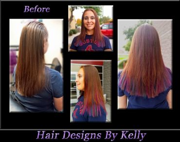 We added blue and purple hair extensions for a pop of color.