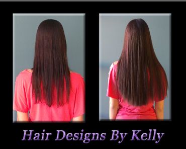 Strand by strand method of hair extensions before and after.