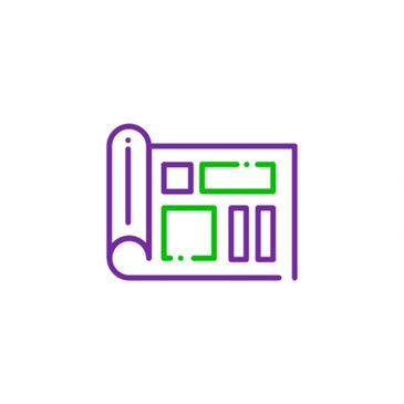 blueprint icon in the purple and green brand colors for community transformation partners