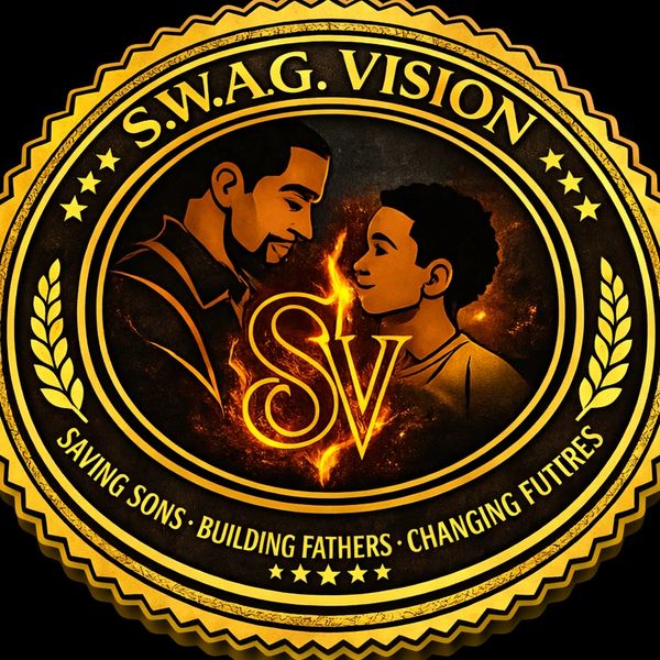 S.W.A.G. Vision logo featuring a father and son, emphasizing growth and change.