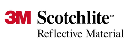 The 3M Scotchlite logo is a well-known symbol of reflective material, which is used to make products