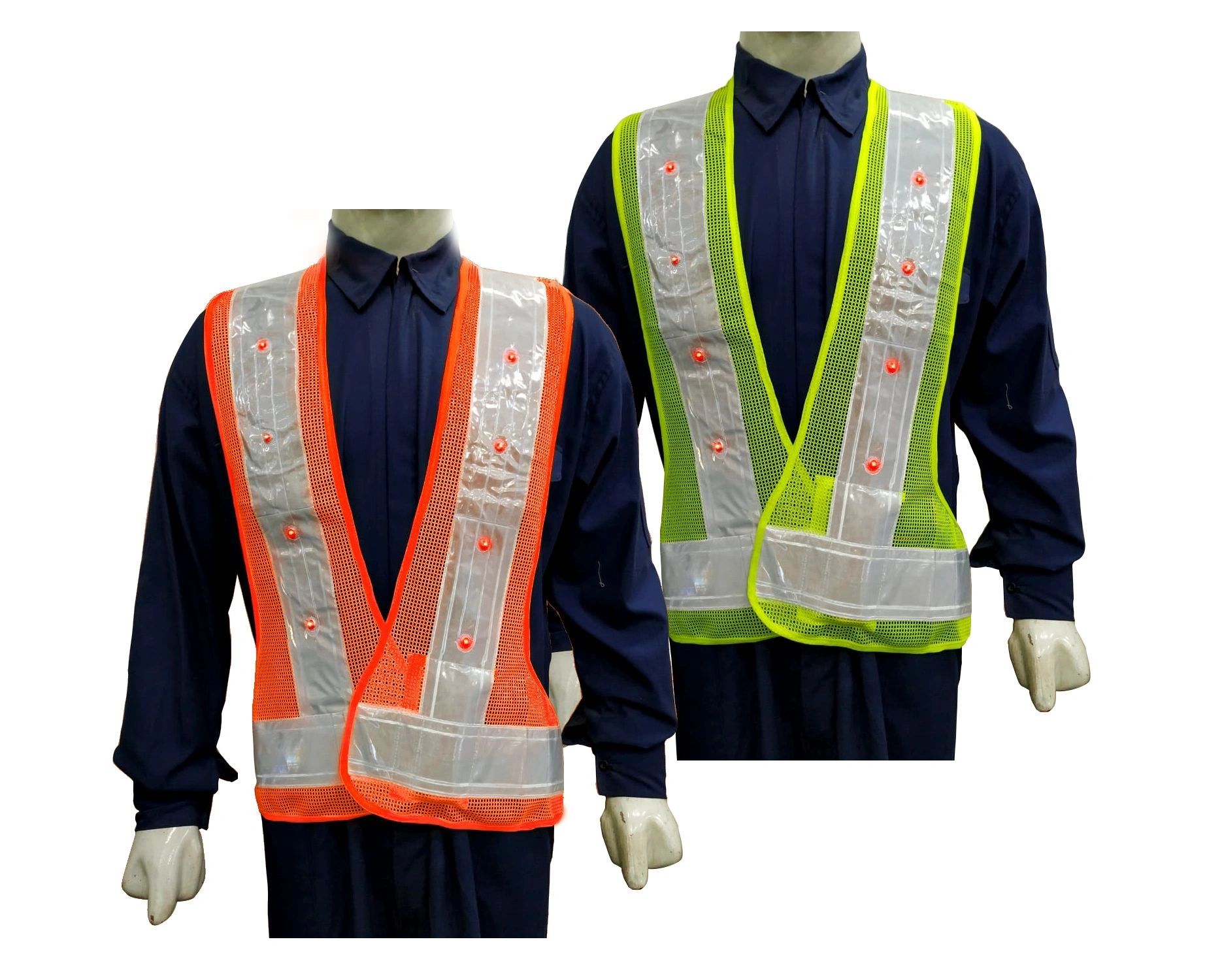 Three sides (Multi) open type Reflective Safety Jackets with built in LED lights