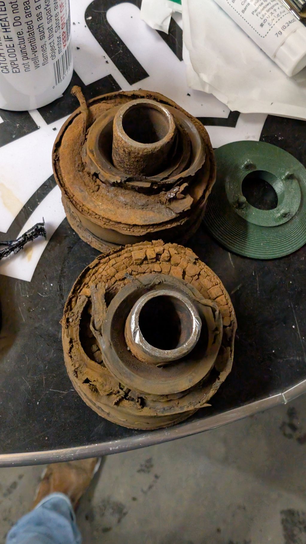 Rotten 40 year old body mount bushings from an old GM G body