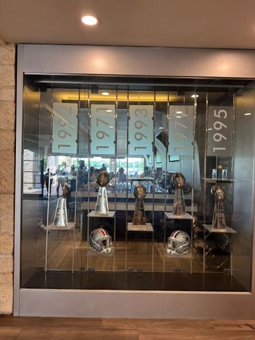 Dallas Cowboys Superbowl trophies at the AM&AA Cowboys Golf Tournament