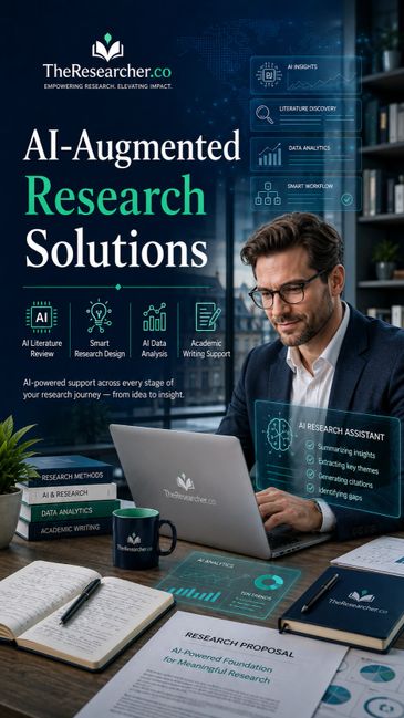 Professional using AI-augmented research solutions for effective academic work.