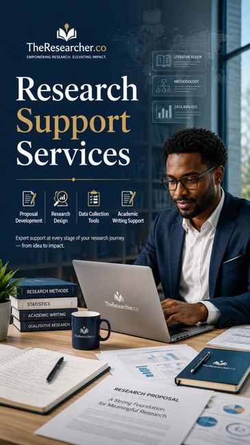 Professional man working on research support services at a laptop in an office.