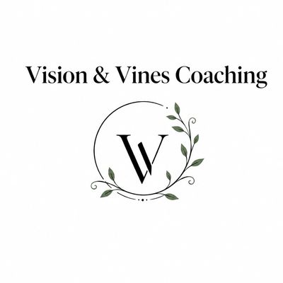 Logo for Vision & Vines Coaching featuring a stylized 'V' with vine decoration.