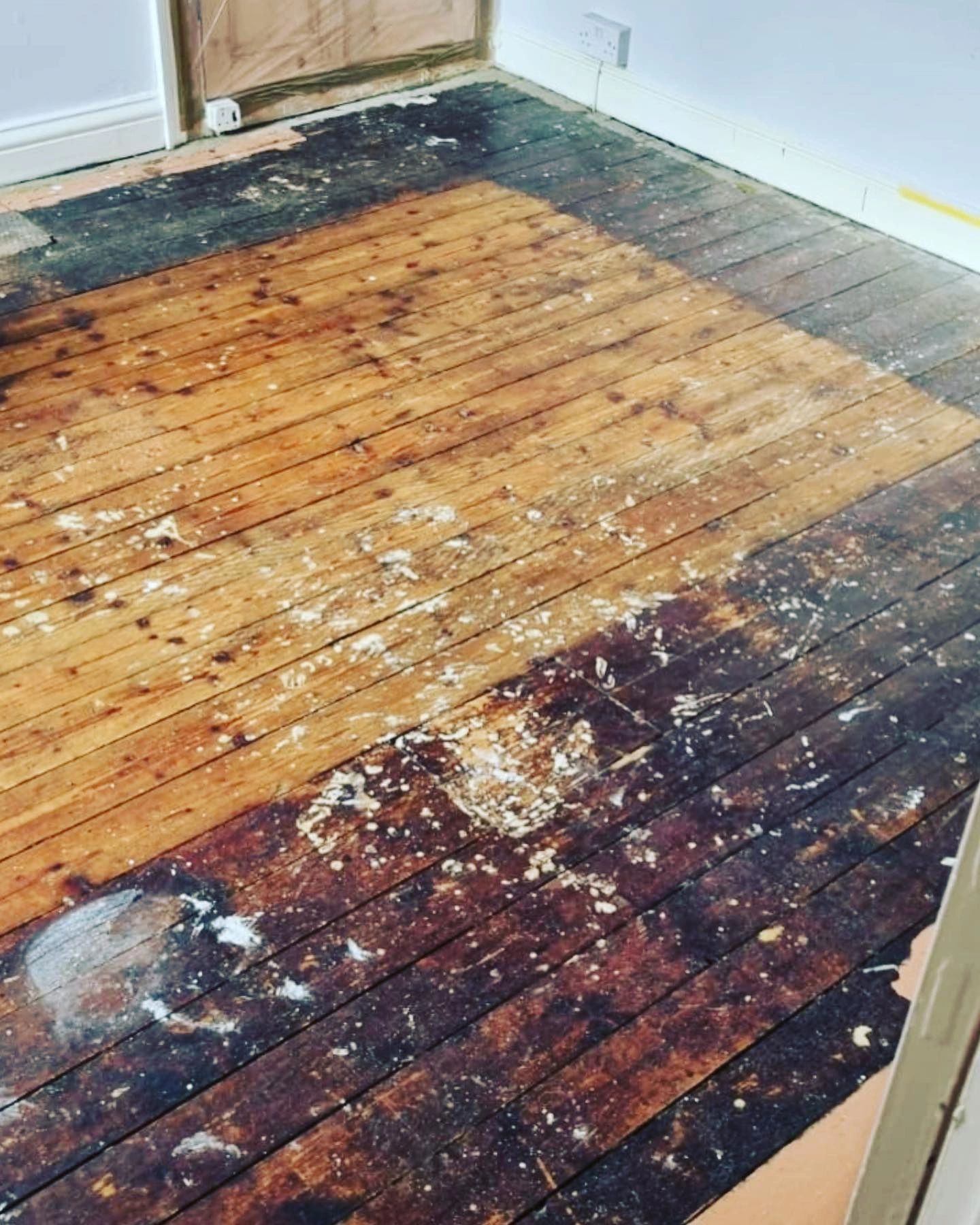 wooden floorboards before sanding