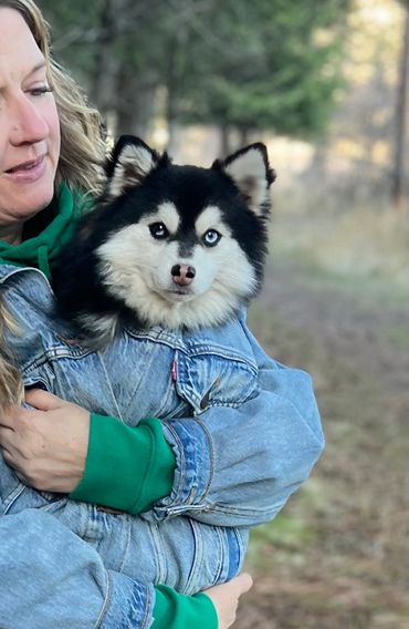Kayak our 12 lb black and white girl