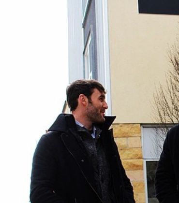 Garrett Gillin and Jon Vogel outside of 215 Marketing office