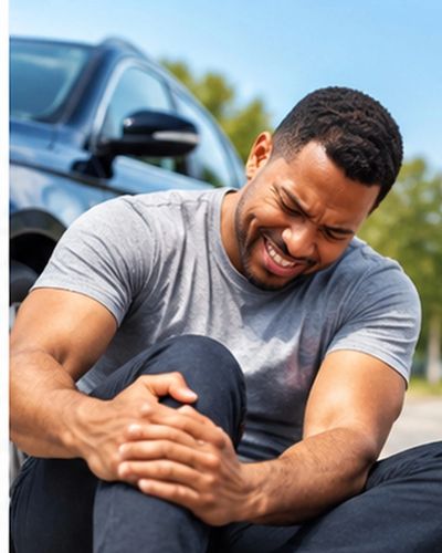 Man experiencing a knee injury after an accident, illustrating accidental injury and the need for fi