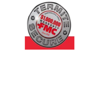 Badge displaying information about FMC termite $1,000,000 warranty