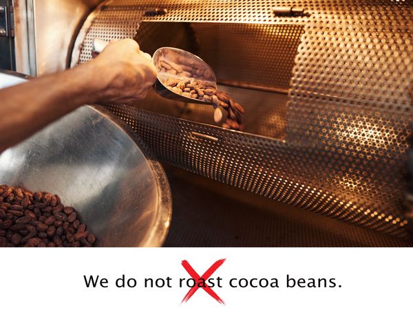 Why is it common to deep roast cocoa beans? 