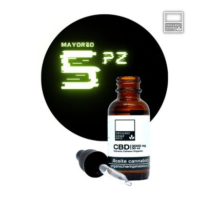Mayoreo de CBD - Organic Hemp México - 5 piezas aceite cbd 3000 mg