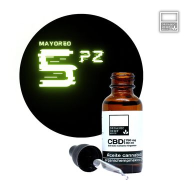 Mayoreo de CBD - Organic Hemp México - 5 piezas aceite cbd 750 mg