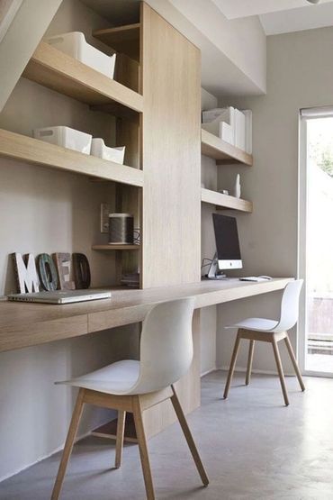 sharp modern design, light wood and paint tones