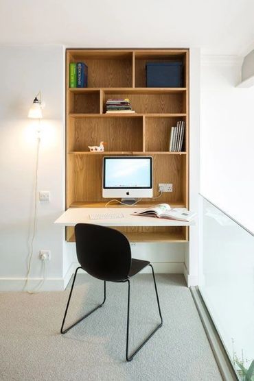 office nook, office niche, built in office desk and storage, condo desk, condo office solution