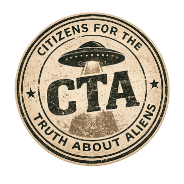 Seal with UFO and text about truth on aliens.