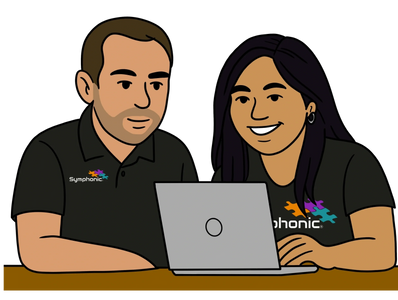 two team members going over project details