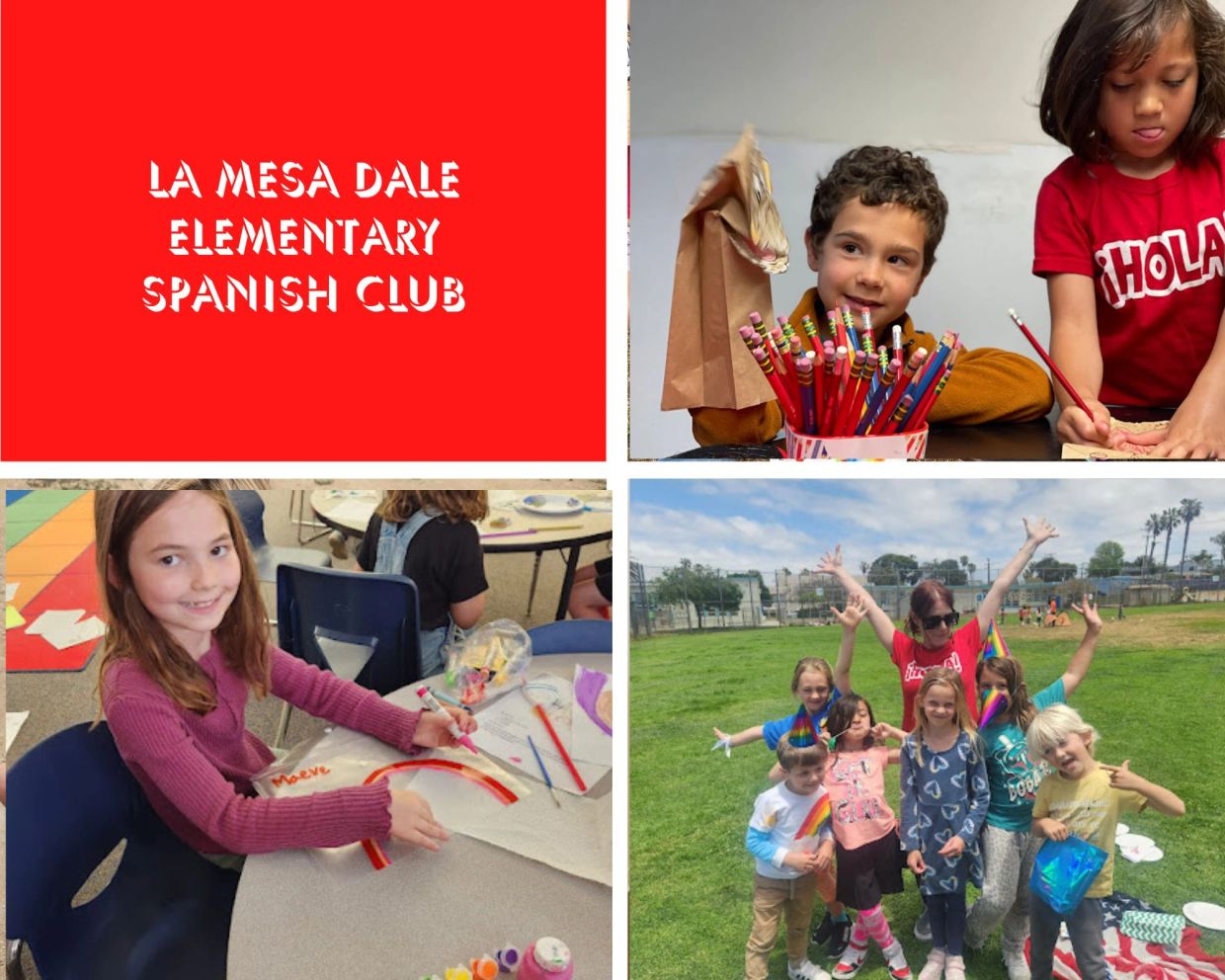 Elementary students engaged in Spanish club activities.