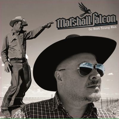 Black and white western-themed album cover with man in sunglasses and cowboy hat.