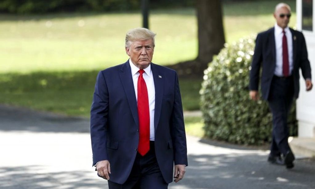 President Donald Trump speaks to the media August 1, 2019. (Charlotte Cuthbertson/ The Epoch Times)