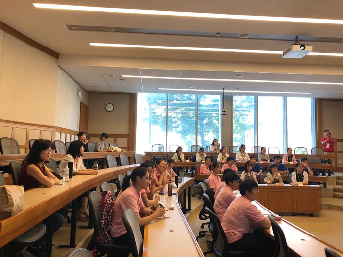 American & Chinese Students Taking it all in. First day of Class at Harvard University.