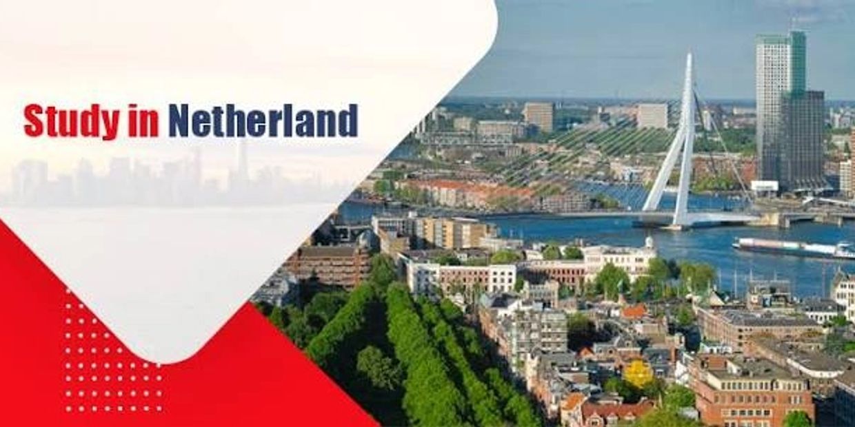Promotional image encouraging study in the Netherlands.