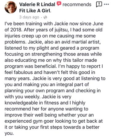 Fit Like a Girl Online Personal Training Testimonial