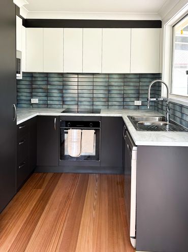 New kitchen splashback and plastering