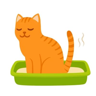 clipart of a cat using a litter box