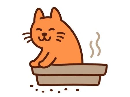 Clipart of a cat using a litterbox